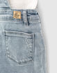 Kurze bestickte Mädchen-Latzhose und Bio-T-Shirt in Ecru-5