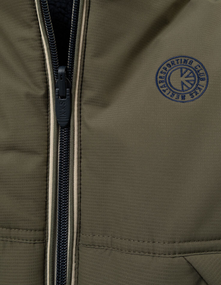 Boys’ khaki and navy sherpa reversible parka-8
