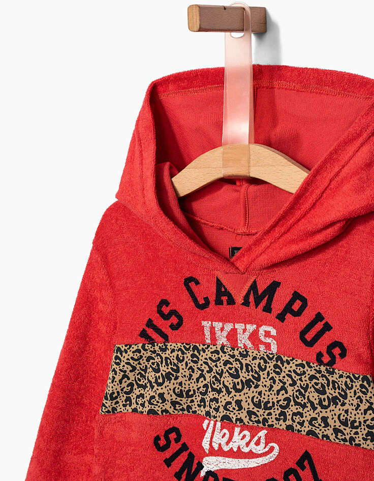 Girls' dark orange terry sweatshirt-3 Girls' dark orange terry sweatshirt-3