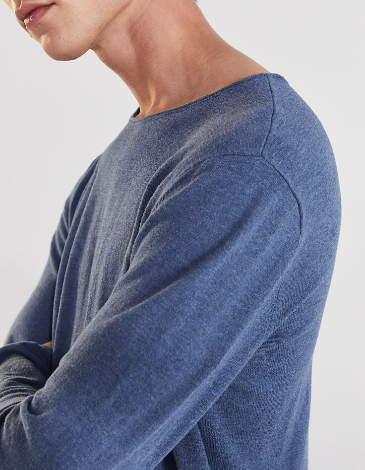 Men’s stone fine slub knit sweater-4 Men’s stone fine slub knit sweater-4