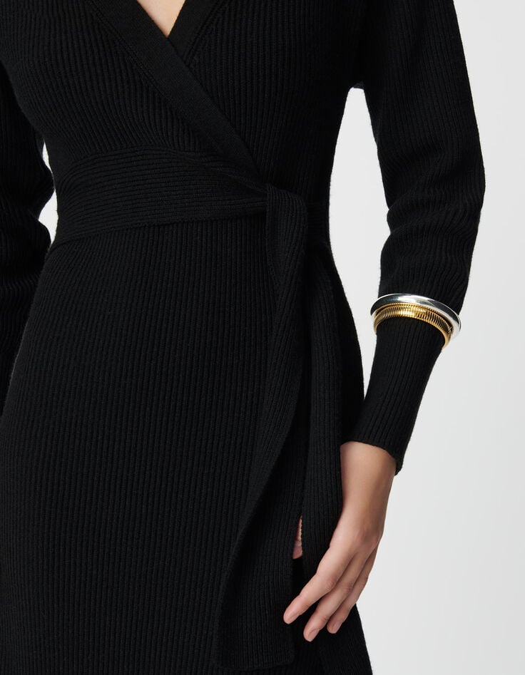 Robe longue en maille ceinturée Femme-3 Robe longue en maille ceinturée Femme-3