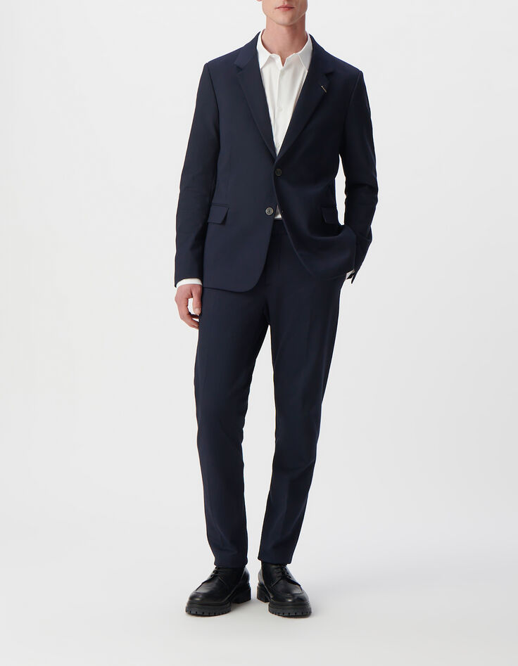 Marineblaue SLIM-Herrenanzughose, Milano-Strick-2