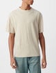 Herren-T-Shirt, beige meliert, Baumwolle und Leinen-3