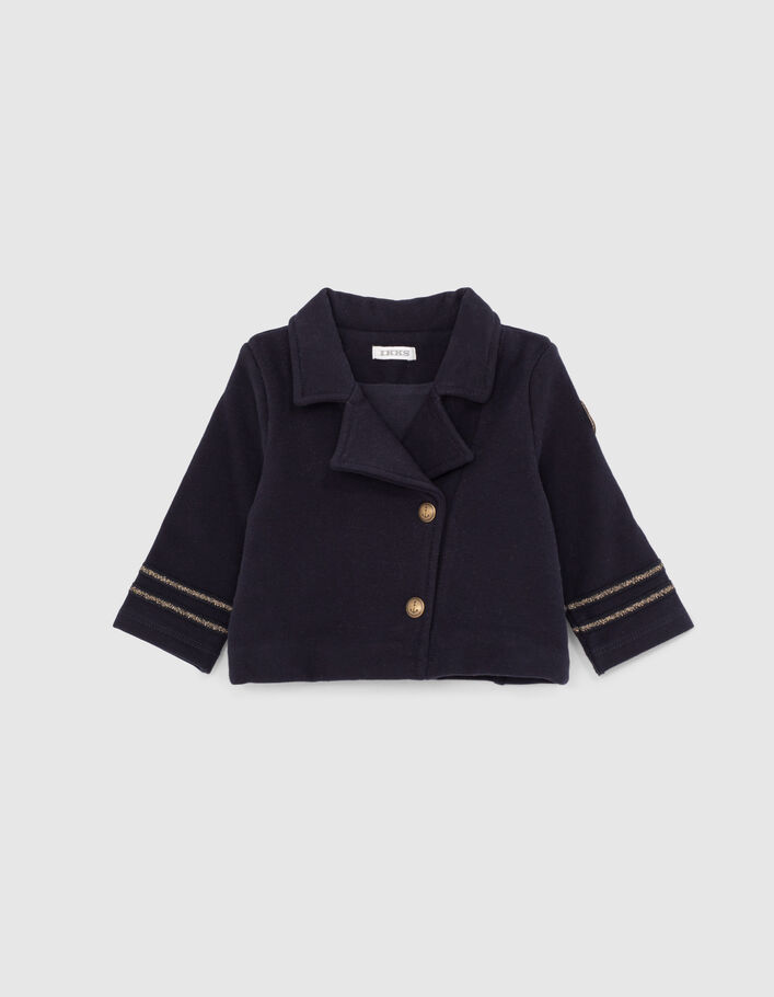 Baby girls’ navy officer sweatshirt fabric cardigan - IKKS