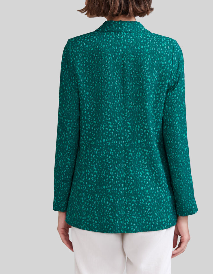 Veste de costume émeraude recyclée imprimé paon Femme-3