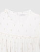 Women’s ecru baggy dress with lace panel and gathering-2