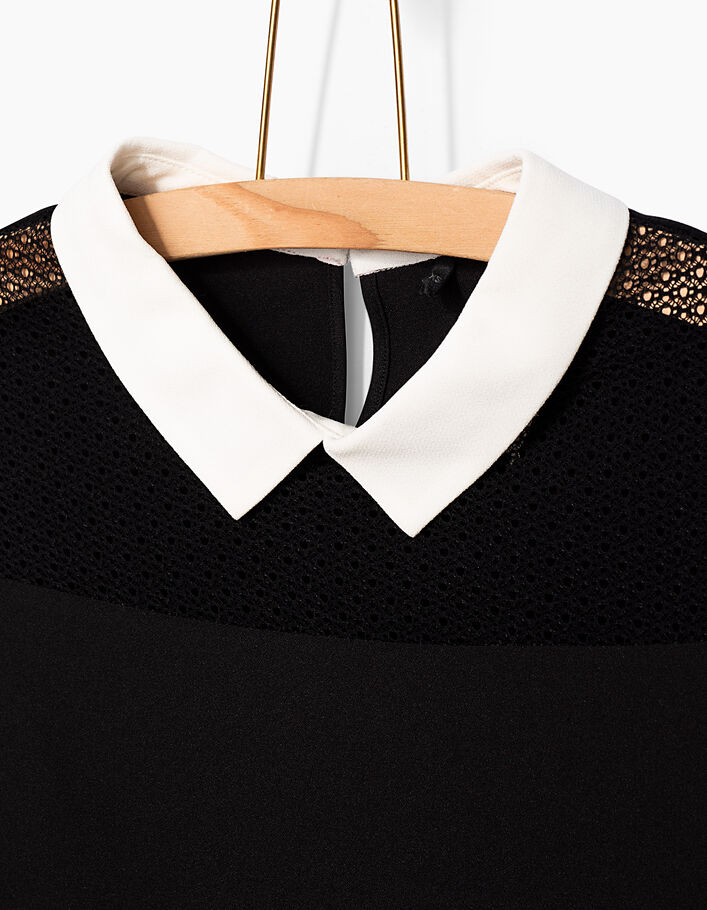 Girls’ black sleeveless shirt, white collar - IKKS