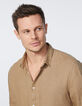Men’s beige linen SLIM shirt-3