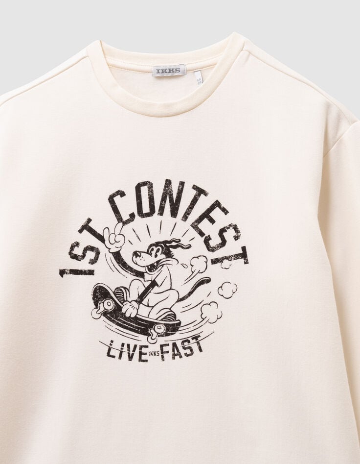 Boys’ white organic cotton T-shirt, slogan, skateboarder-2 Boys’ white organic cotton T-shirt, slogan, skateboarder-2