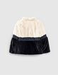 Girls’ dark navy colour block faux fur coat-4