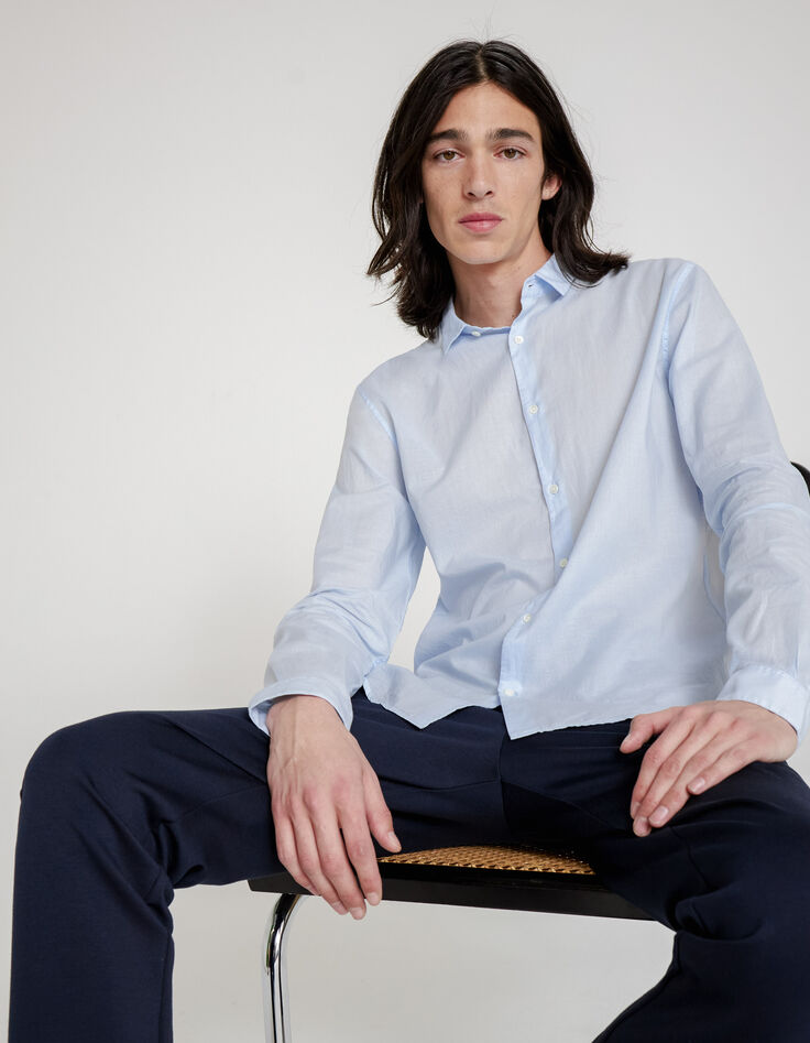 Chemise SLIM ciel en voile de coton bio Homme-1