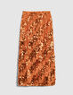 Midi sequin skirt in pumpkin colour Woman-7