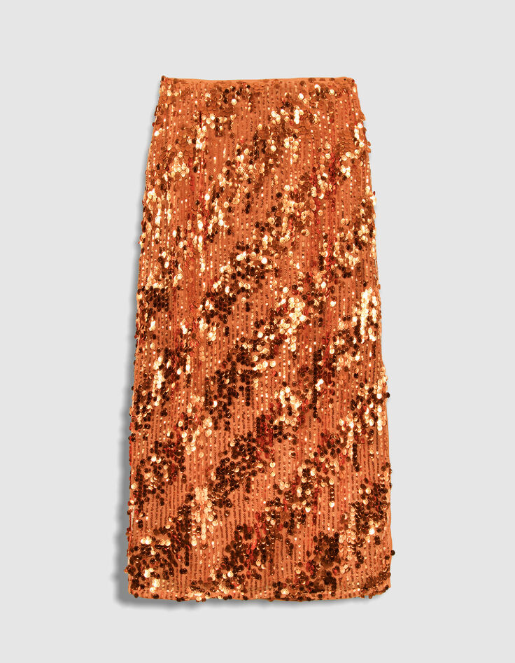 Midi sequin skirt in pumpkin colour Woman-7