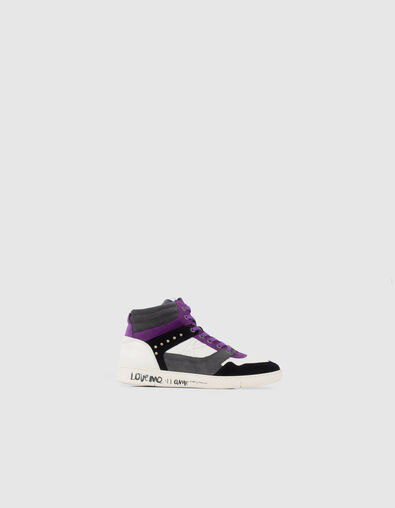 Deportivas negro, blanco, gris, violeta mix cuero mujer - IKKS