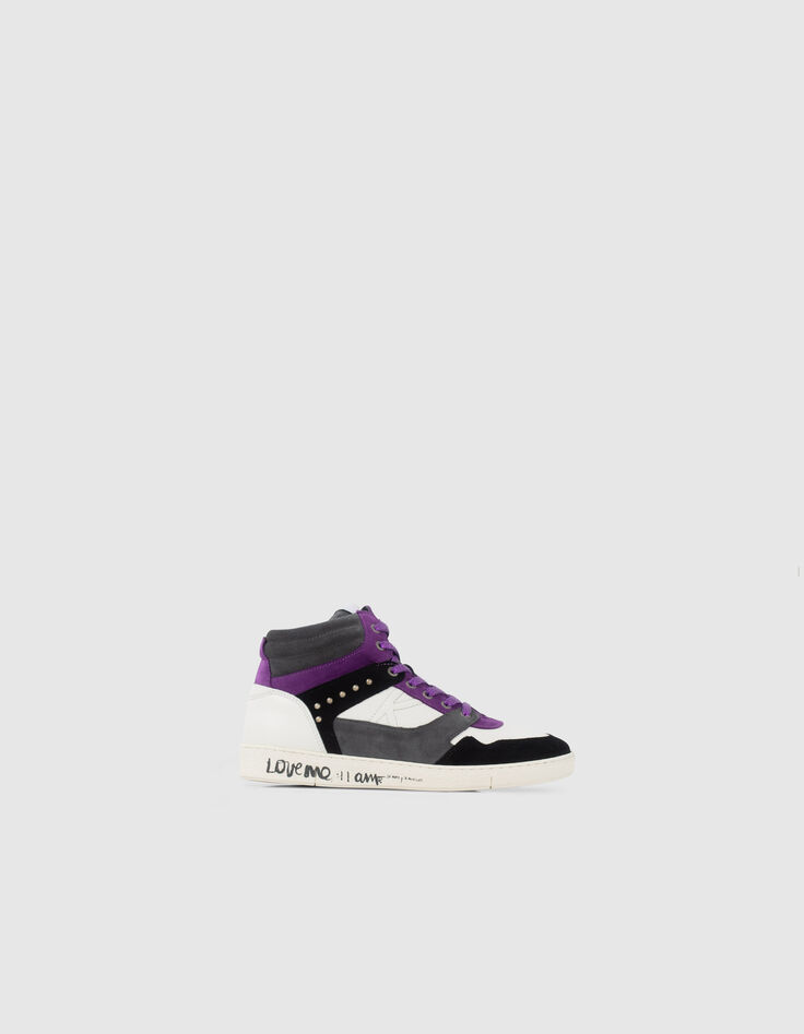 Deportivas negro, blanco, gris, violeta mix cuero mujer-1