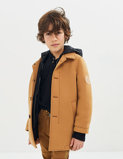 Manteau sable avec capuche nylon noir garçon  - IKKS