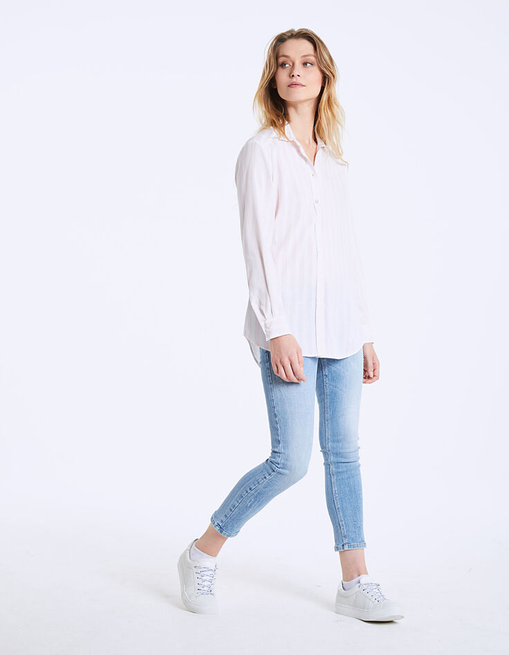 Chemise à rayures roses en viscose tencel femme-6