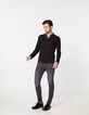 Polo noir à col chemise trompe-l'œil moucharabieh Homme-6