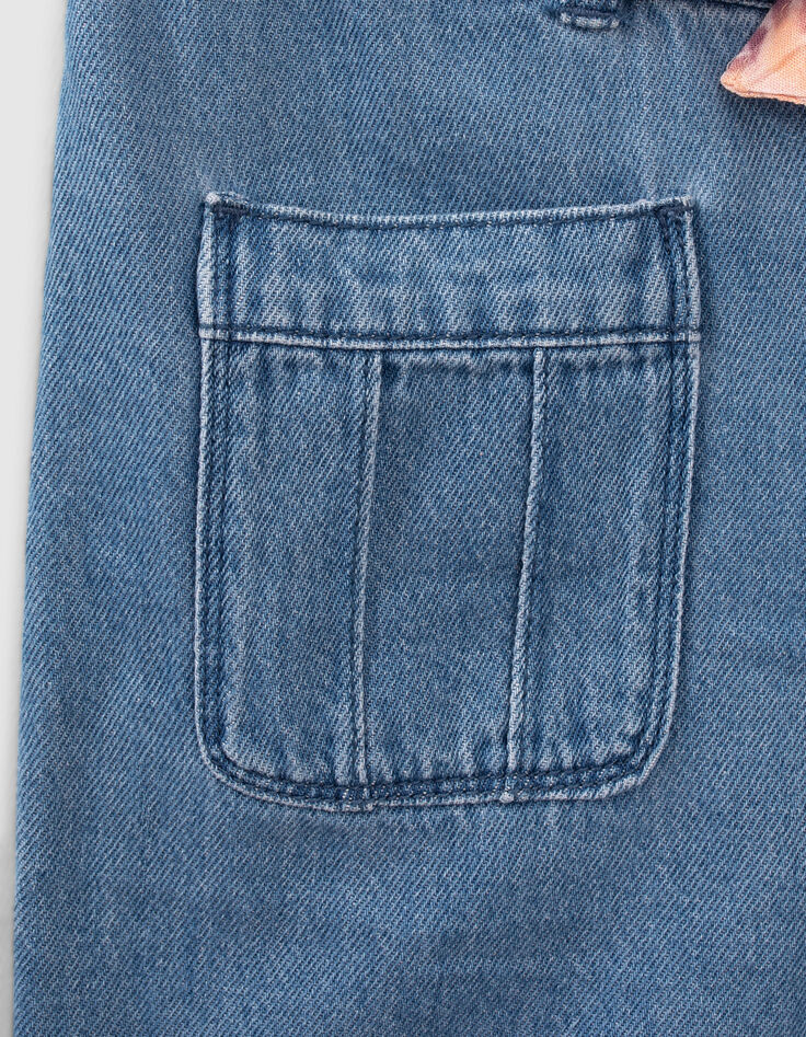 Mädchen-Jeansshorts Bio, Gürtel, psychedelische Blumen-5