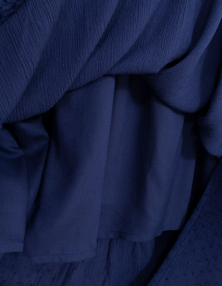 Robe longue bleue jacquard motif plumetis fille-7
