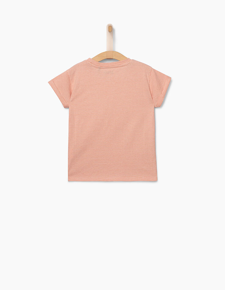 Mädchen-T-Shirt, Dunkelorange, feine Streifen-4