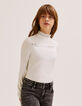 Gebroken wit T-shirt met kanten kraag meisjes -1
