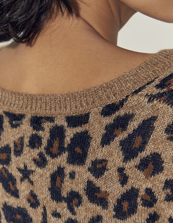 Women’s leopard and star motif knit sweater with alpaca - IKKS