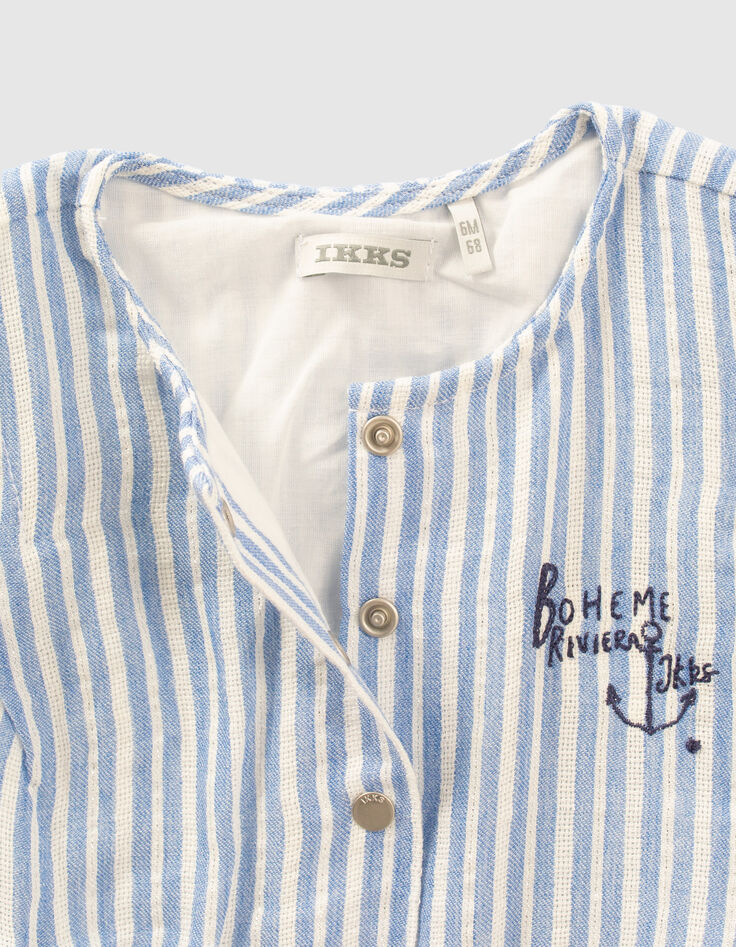Baby girls' blue and white striped playsuit-4