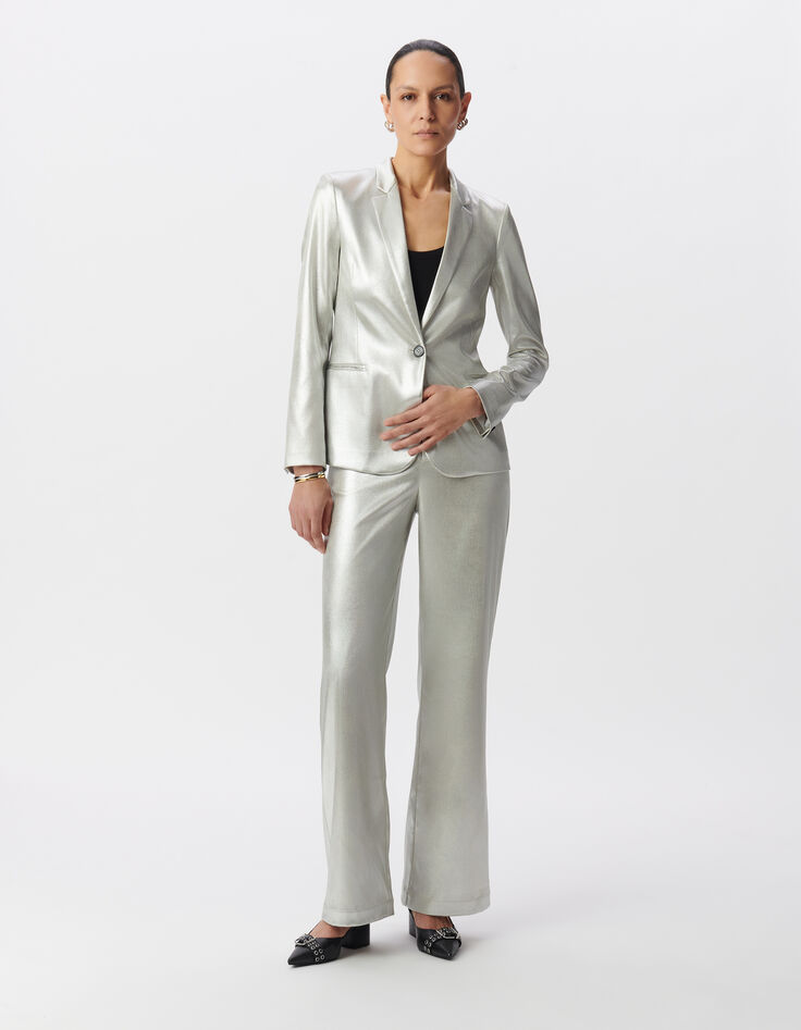 Americana con revestimiento plateado para mujer-1