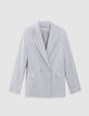 Americana gris de lentejuelas con doble botonadur para mujer-6