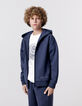 Cardigan relaxed bleu zippé molleton garçon-2