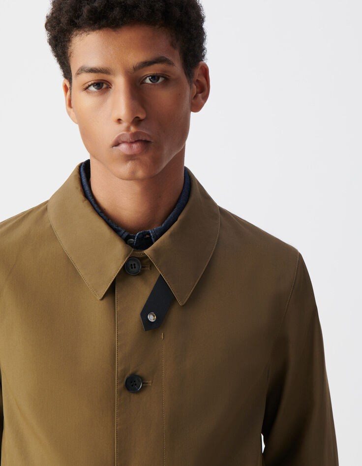 Herren-Trenchcoat, bronze, Materialmix, Kragenband-5