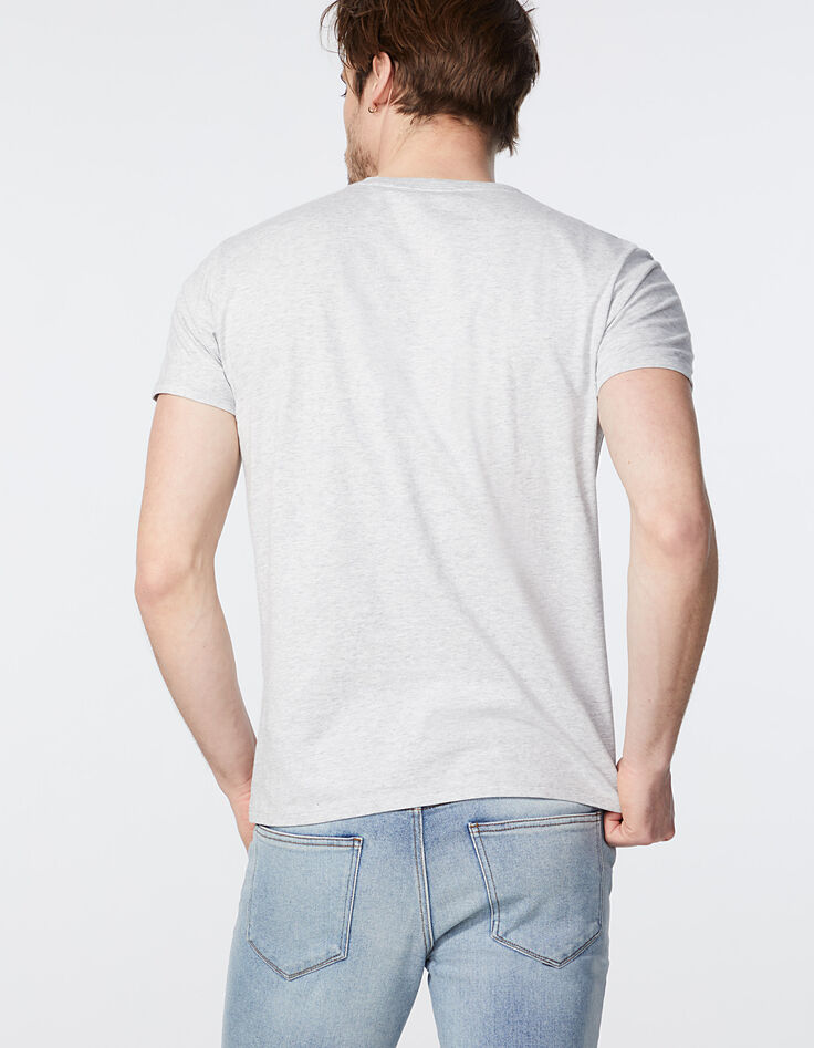 Tee-shirt gris clair chiné tête de mort végétalisée Homme-3 Tee-shirt gris clair chiné tête de mort végétalisée Homme-3
