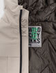 Boy's recycled beige parka with magnetic fastening-5
