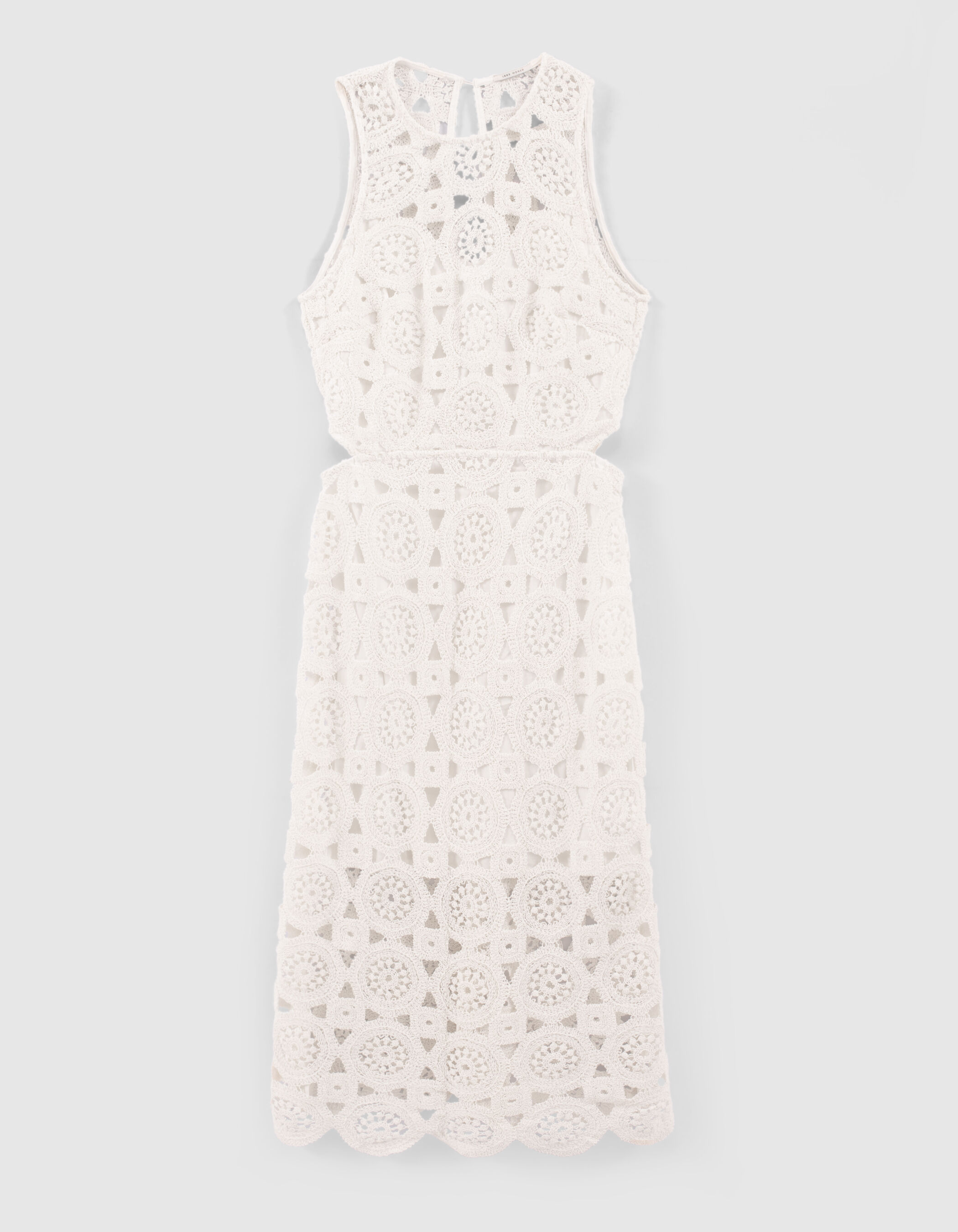 Women s off white lined crochet dress with side openings