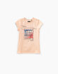 Girls’ powder pink macaron image T-shirt -1