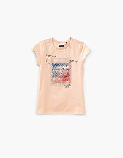 Girls’ powder pink macaron image T-shirt  - IKKS
