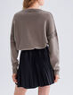 Women’s beige knit sweater with diamante armholes-2