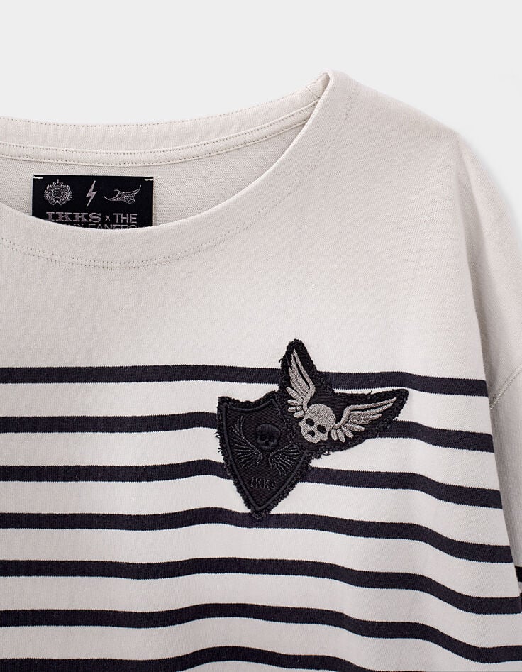 Weißes Damenmatrosenshirt mit schwarzen Streifen-2