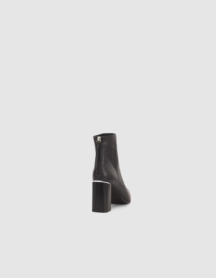 Boots noirs zippés cuir avec barrette métal Femme-3