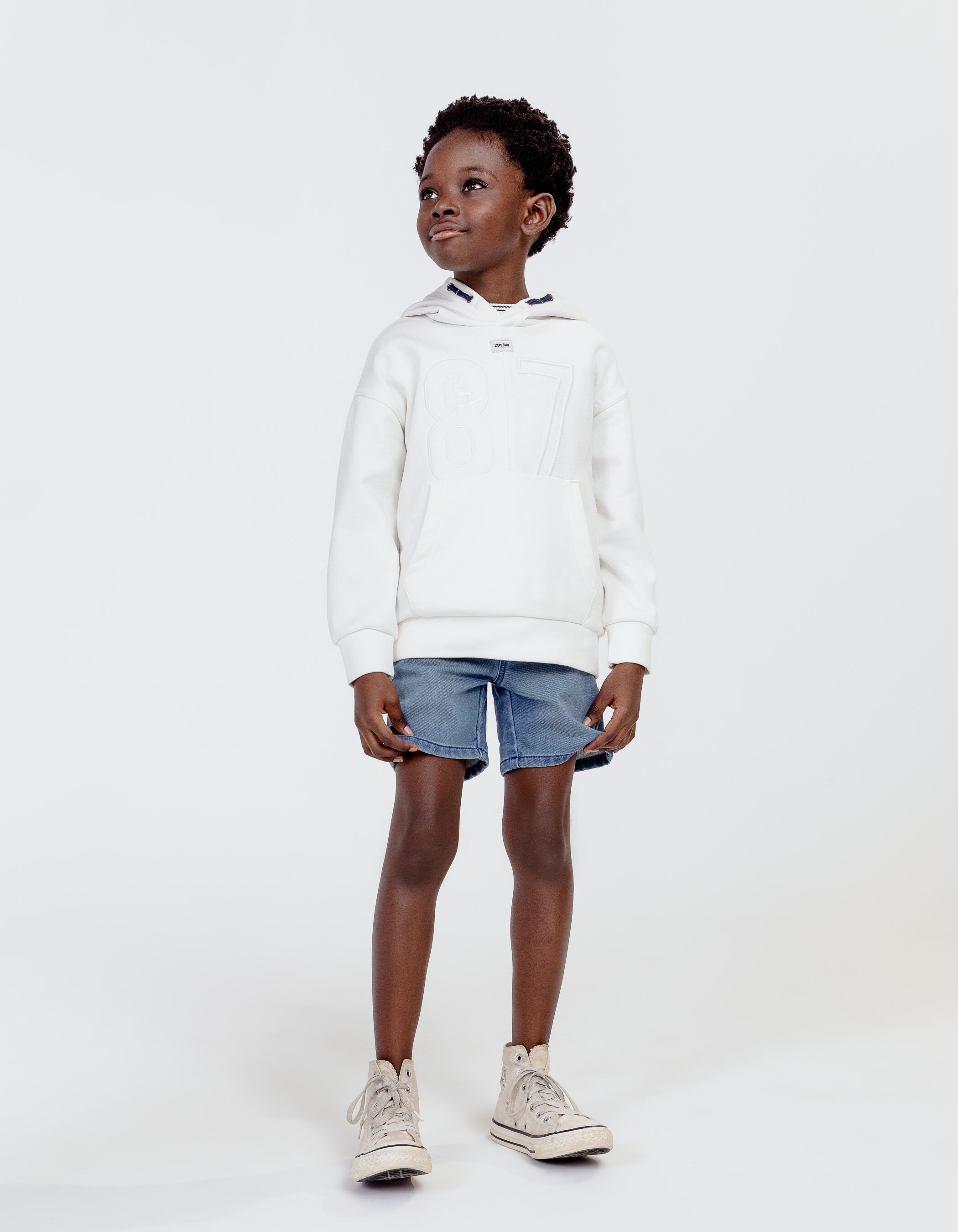 Boys off white fabric mix sweatshirt with XL embroidery IKKS