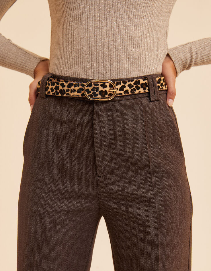 Pantalon de tailleur marron motif chevrons I.Code-5