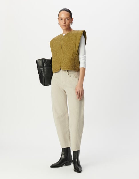 Gilet sans manches kaki matelassage broderies Femme - IKKS