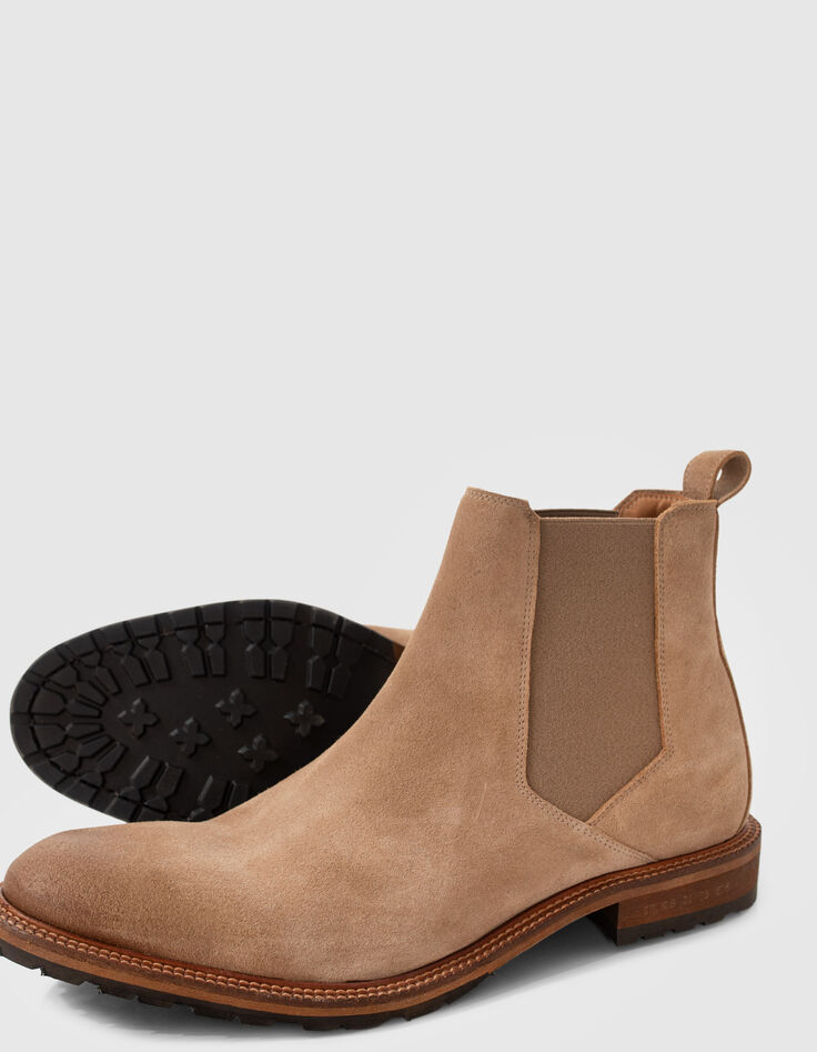 Beige Chelsea boots su&egrave;deleer Heren-7