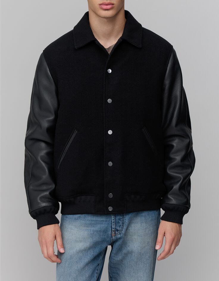 Cazadora teddy negro cuero chrome free bimaterial hombre-5 Cazadora teddy negro cuero chrome free bimaterial hombre-5