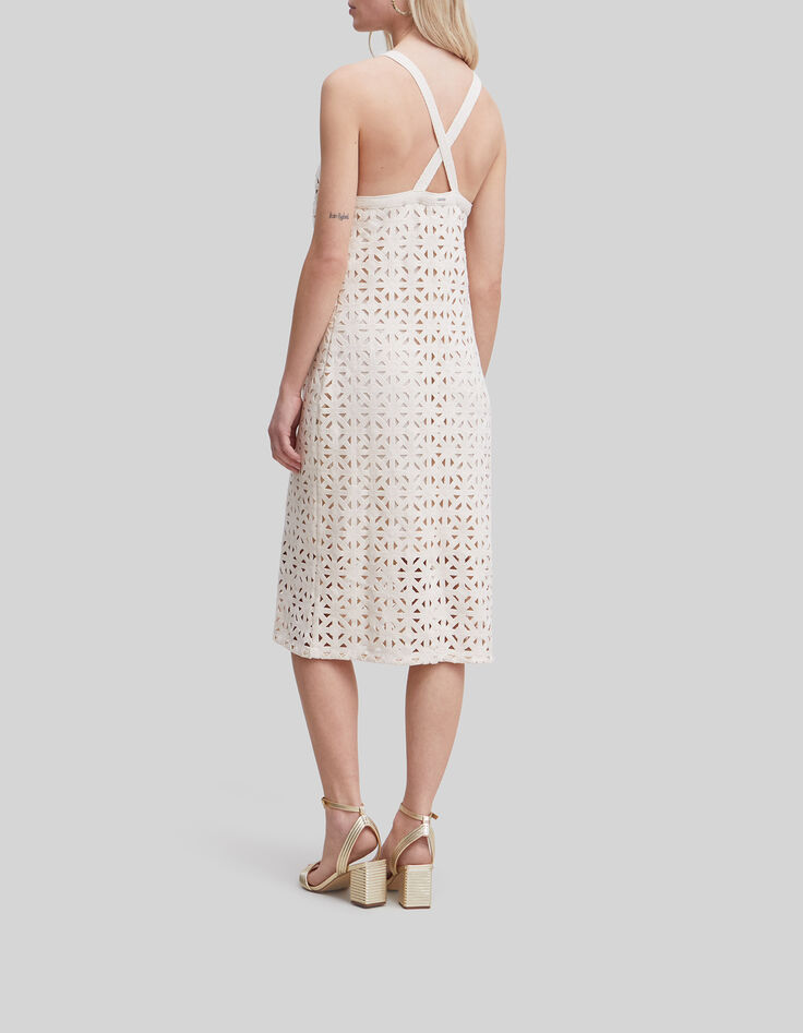 Women’s ecru macramé graphic midi dress-3