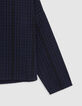 Girl's navy check cropped shirt-4