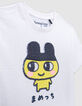 T-shirt blanc bio sequins TAMAGOTCHI x IKKS garçon-3