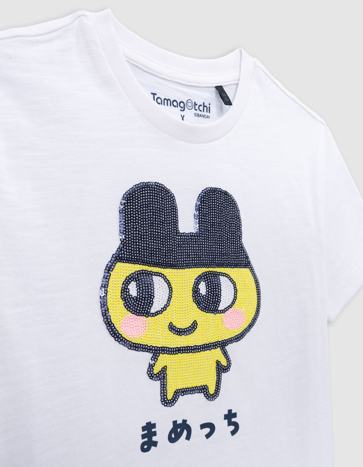 T-shirt blanc bio sequins TAMAGOTCHI x IKKS garçon-3