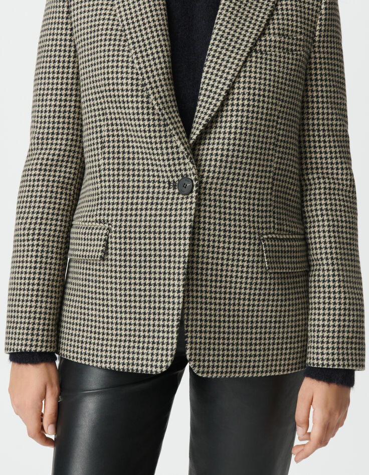 Women’s beige houndstooth suit jacket-5 Women’s beige houndstooth suit jacket-5